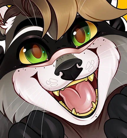 Animated sketch card of Ooma, CC's raccoon character